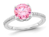 Synthetic Pink Cubic Zircnonia Ring (8mm) in Sterling Silver